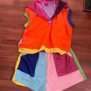 QUEEN OF SPARKLES Colorful High Waist Shorts and shirt set
